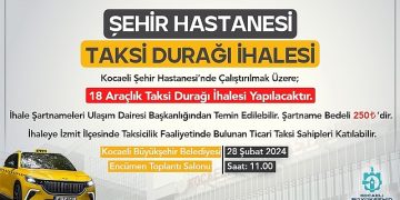 Kocaeli Kent Hastanesi için 18 araçlık taksi ihalesi